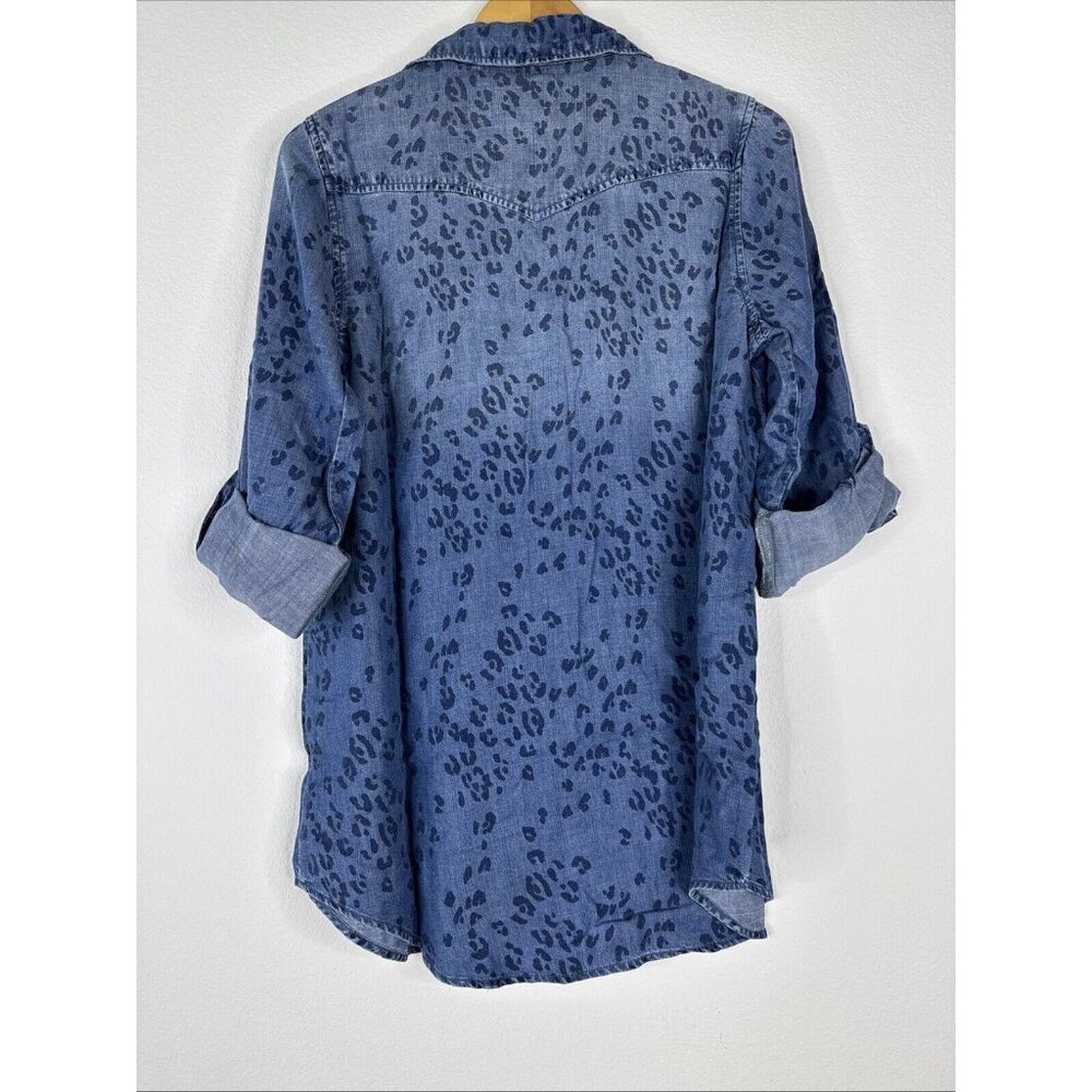 Side Stitch Button Front Tunic Roll Tab Sleeve Si… - image 5